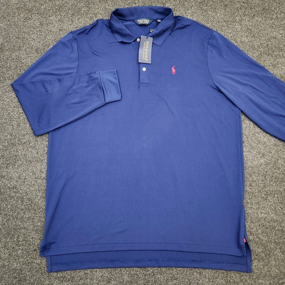 Polo Golf Ralph Lauren Mens XXL Long Sleeve Polo Shirt Navy Stretch Pony Lisle